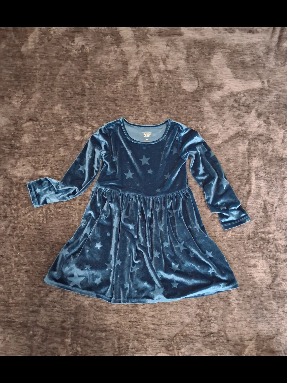 Jumping Beans Blue Velvet Star Knee Length Long Sleeve Winter Dress Girls 4T